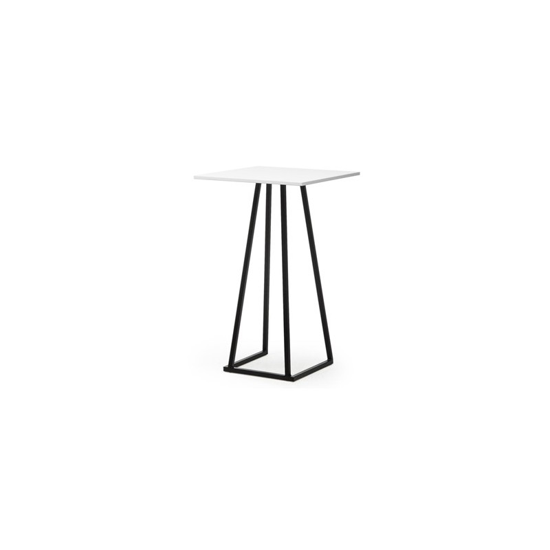 TABLE MANGE DEBOUT CARRÉE LINEA NOIR PLATEAU BLANC