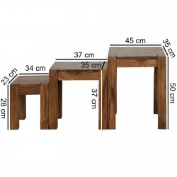 SET 3 TABLES BASSES EN BOIS MASSIF