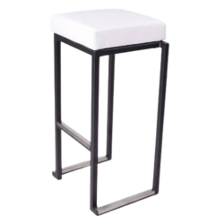 TABOURET HAUT KUBO NOIR ASSISE BLANCHE