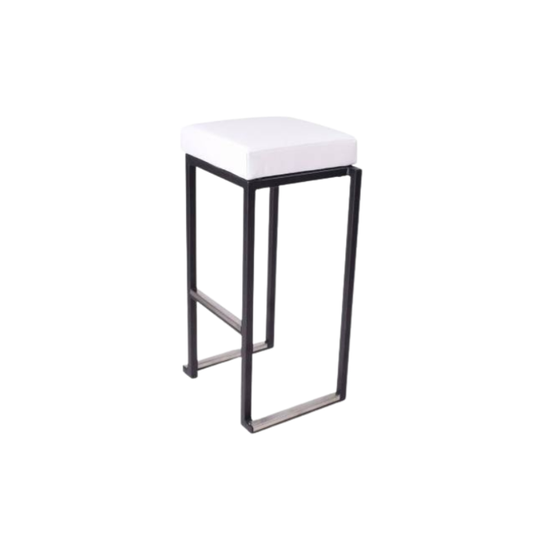 TABOURET HAUT KUBO NOIR ASSISE BLANCHE