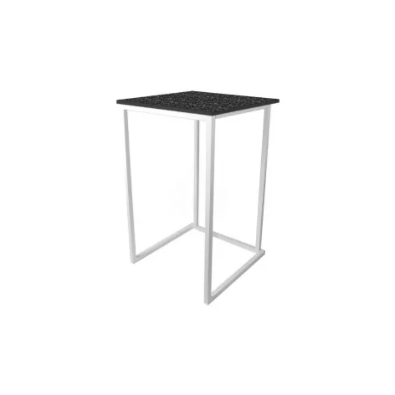 TABLE MANGE DEBOUT CARRÉE KUBO BLANC PLATEAU NOIR