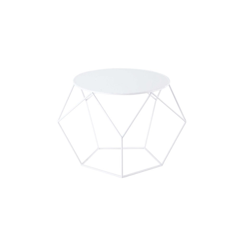 TABLE BASSE RONDE DESIGN METAL BLANC