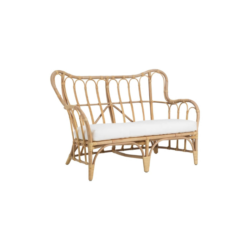 CANAPÉ ROTIN COUSSIN BLANC