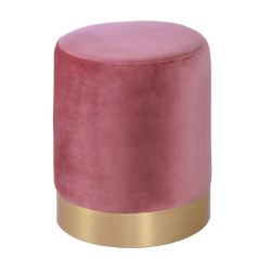 POUF VELOURS ROSE ET DORE