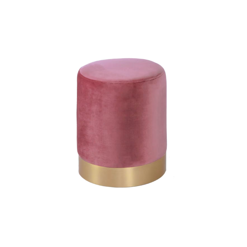 POUF VELOURS ROSE ET DORE