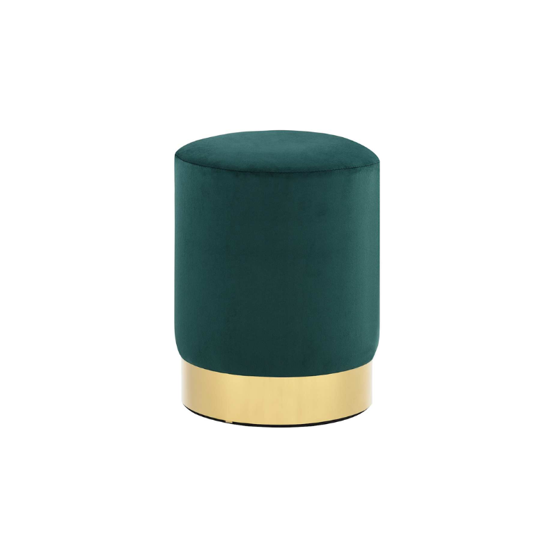 POUF VELOURS VERT ET DORÉ