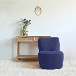 FAUTEUIL OSCAR BOUCLETTE BLEU INDIGO