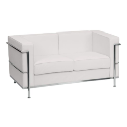 CANAPÉ SIMILI CUIR DESIGN BLANC