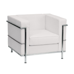 FAUTEUIL SIMILI CUIR DESIGN BLANC