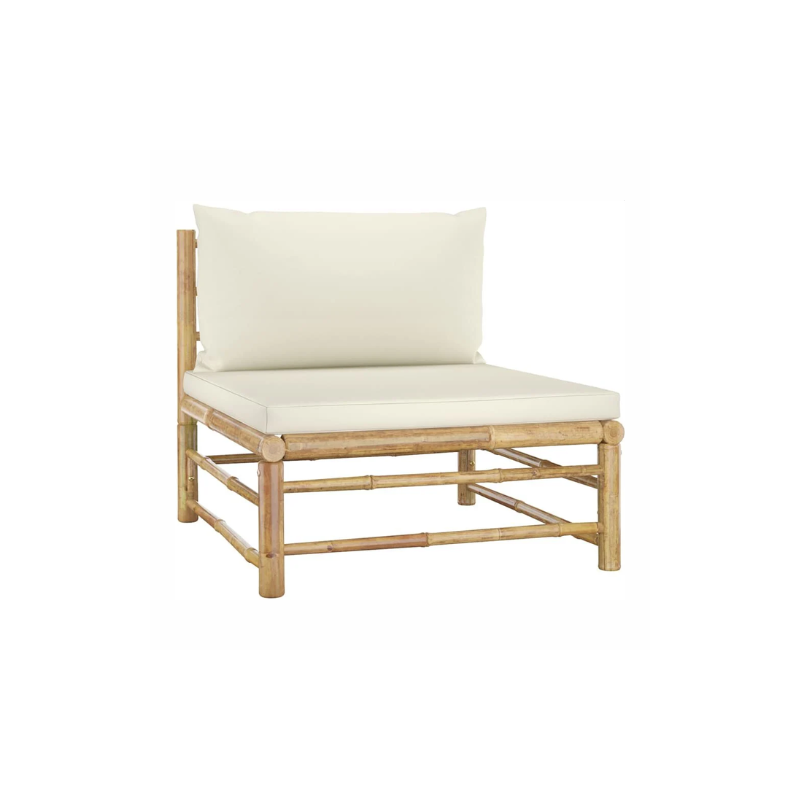 FAUTEUIL EXTÉRIEUR BAMBOU COUSSIN ÉCRU