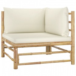SALON EXTÉRIEUR BAMBOU COUSSIN ÉCRU