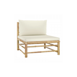 SALON EXTÉRIEUR BAMBOU COUSSIN ÉCRU