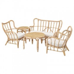 FAUTEUIL EXTÉRIEUR ROTIN COUSSIN BLANC