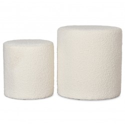 SET 2 POUFS BOUCLETTE BLANC