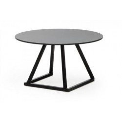 ROUND LINEA COFFEE TABLE BLACK FRAME, BLACK TOP